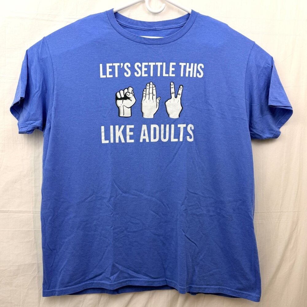 Let's Settle This Like Adults Rock Paper Scissors Tee Unisex 2XL Blue TeeLuv